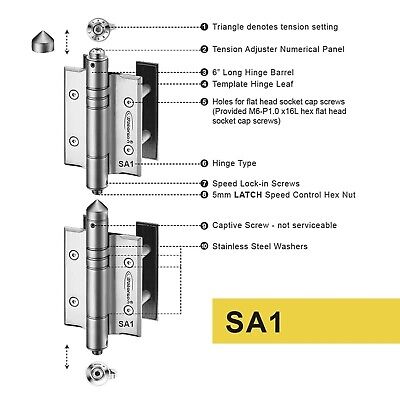 Waterson Heavy Duty Commercial Fully Adjustable Full Surface Self-Closing Gat...