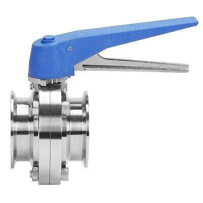 DERNORD Butterfly Valve with Blue Trigger Handle Stainless Steel 304 Tri Clam...