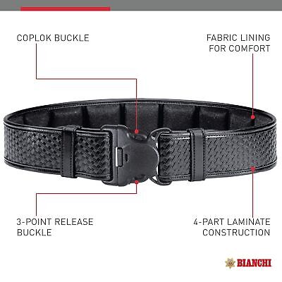 BIANCHI 7955 ErgoTek Duty Belt - 2.25'' Belt Loop Plain Black 34-36