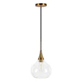 Ida 9.5" Wide Pendant with Glass Shade in Brass/Clear