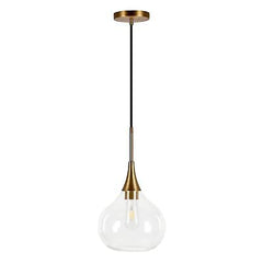 Ida 9.5" Wide Pendant with Glass Shade in Brass/Clear