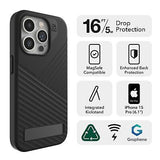 ZAGG Denali Snap iPhone 15 Pro Case with Kickstand - Drop Protection (16ft/5m...