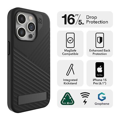 ZAGG Denali Snap iPhone 15 Pro Case with Kickstand - Drop Protection (16ft/5m...