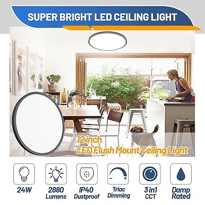 Allsmartlife Led Flush Mount Ceiling Light, 6 Pack 24W 12inch Round Led Surfa...