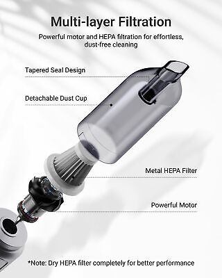 Handheld Vacuum Cordless, 12000PA Car Vacuum Cleaner High Power, Small Vacuum...