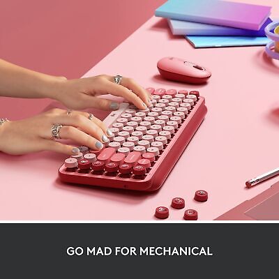 Logitech POP Mechanical Wireless Keyboard with Customizable Emoji Keys, Durab...