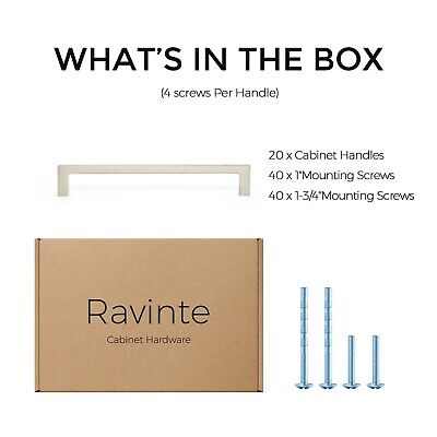 Ravinte 20 Pack Solid 6-1/4 Inch Kitchen Square Cabinet Handles Brushed Nicke...