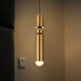 Modern 1-Light Pendant Light Fixture in Gold, Mini Cylinder Ceiling Hanging P...