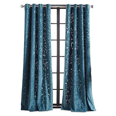 Martha Stewart Sherwood Velvet Grommet Window Curtain Panel Pair, 95", Teal