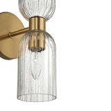 Josephine - Mid-Century Modern Metal and Clear Ribbed Glass Wall Light, Brush...