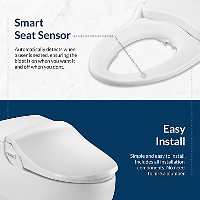 Bio Bidet Slim Two Smart Toilet Seat in Round White with Round,