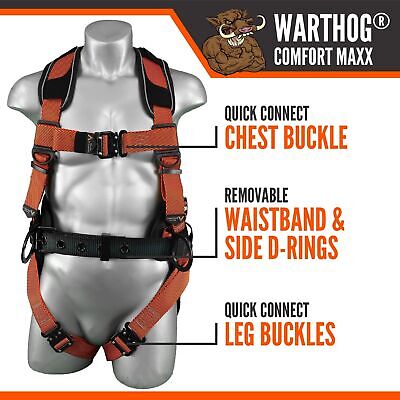 Malta Dynamics Warthog Comfort MAXX Construction Harness with Removable Belt,...