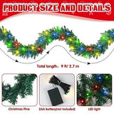 Lyrow 9ft Pre Lit Christmas Garland with 50 LED Light Artificial Pine Garland...