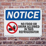 (2 Pack) No Food Or Drink In This Refrigerator OSHA Notice Sign 24 Inch X 18 ...