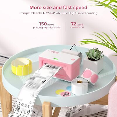 MUNBYN Pink Shipping Label Printer, [Upgraded 2.0] USB Printer