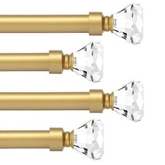 Knobelite 4 Pack 1-Inch Diameter Single Window Treatment Curtain Rod, Crystal...