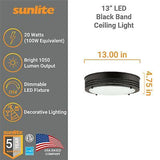 Sunlite 87769 13-Inch LED Decorative Band Trim Flush Mount Light Fixture, 20 ...