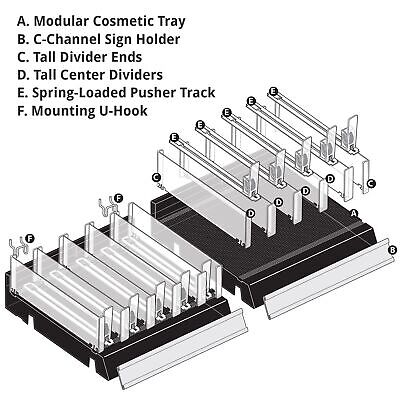 Azar Displays 225830-TALL-BLK Adjustable Tall Divider Bin Cosmetic Tray with ...