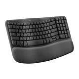 Logitech Wave Keys Wireless Ergonomic Keyboard with Cushioned Palm Rest, Comf...