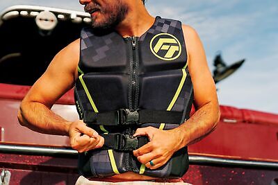 Full Throttle Adult Rapid Dry Flex Back Life Jacket, Green, Large