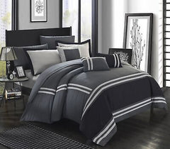 Chic Home Zarah Colorblock Queen Size Comforter Set, 10-Piece King Bedding Se...