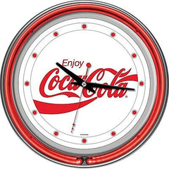 Enjoy Coke White Neon Clock - Two Neon Rings