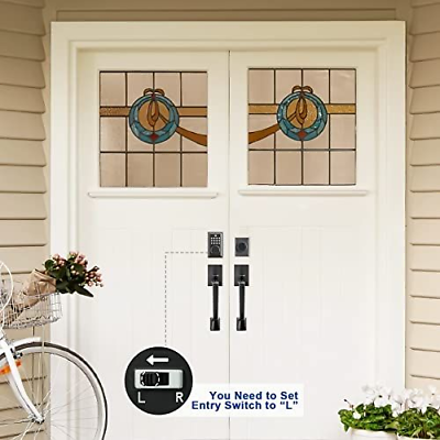 KIAYACI Front Door Lock Set Double Handle Sets Black Door,