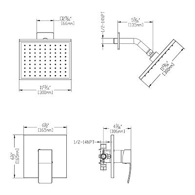 SOKA Matte Black Shower Faucet Set with 8 Inch Rainfall Shower Head Black Bat...