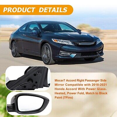 Accord Right Passanger Side Mirror Compatible with 2018-2021 Honda Accord Wit...