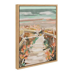 Kate and Laurel Sylvie Landscape 08 Beach Framed Canvas Wall Art by Annie Qui...