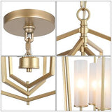 Gold Chandelier Light Fixture, Modern Farmhouse Chandelier, 4-Light Lantern P...