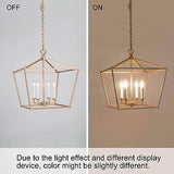 KSANA Gold Chandelier, 4-Light Modern Linear Chandeliers, Pendant Cage Lanter...