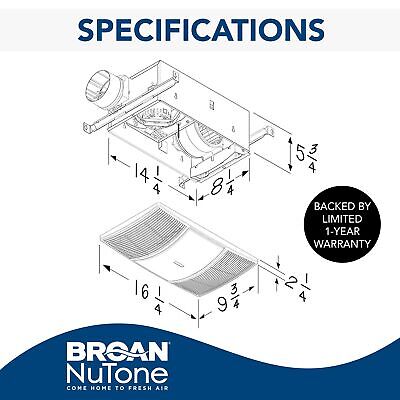 Broan-NuTone Non-Lit PowerHeat Bathroom Exhaust Fan and Heater, 80 CFM, 1.5 S...