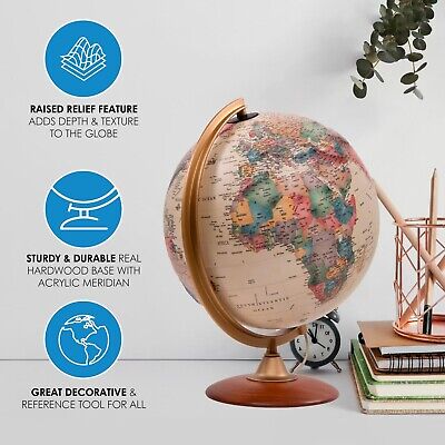 Waypoint Geographic Colombo Relief Globe, 12" Illuminated Antique Ocean-Style...