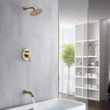 sumerain Shower and Tub Faucet Set Brushed Gold Rain Shower Faucet with Tub S...