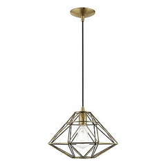 Livex Lighting 41323-01 Geometric Shade - 13.5" One Light Mini Pendant, Antiq...