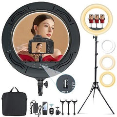 2023 Upgrade MOUNTDOG 18" Ring Light Kit 55W Bluetooth LED Ringlight Lighting...