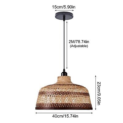 1 Light Bamboo Chandelier Rustic Farmhouse for Kitchen, Brown Stripe Pendant ...