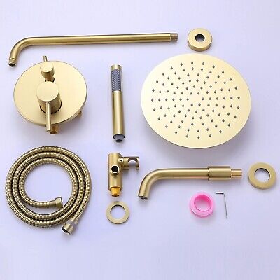 RBROHANT Shower System with Tub Spout and Handheld Brushed Gold Bathtub Showe...