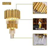 WABON Modern Crystal Wall Sconce Lighting 3-Light Gold Wall Sconce Crystal Ha...