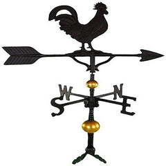 Montague Metal Products 32-Inch Deluxe Weathervane with Satin Black Rooster O...