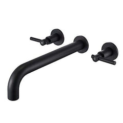 Wall Mount Tub Filler Black Tub Faucet Brass Bathroom Bathtub Faucets with 2 ...