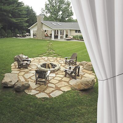 LORDTEX Linen Look Indoor/Outdoor Curtains, 52" W x 95" L, White Waterproof, ...