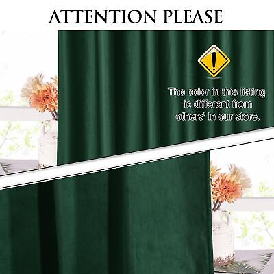 StangH Dark Green Pinch Pleated Velvet Curtains for Track System, Super Soft ...