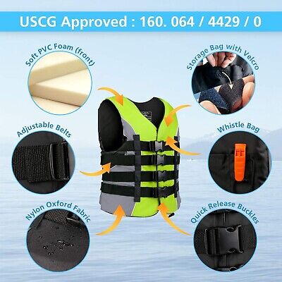 XGEAR Adult USCG Life Jacket Water Sports Life Vest Lime 3X-Large