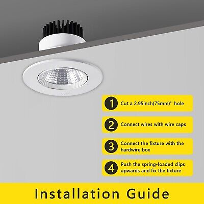 CXWV 3 Inch LED Recessed Downlight, 5W COB Ceiling Light with Driver, 3000K/4...