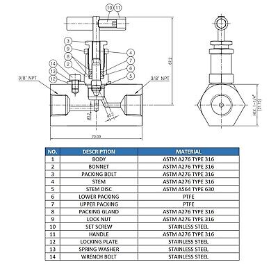 Korea Stainless steel SS316 Straight Needle Valve 1/4" NPT Female Connection ...