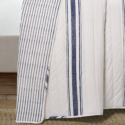 Lush Decor Farmhouse Stripe Reversible Cotton Quilt Set - 3 Piece Cozy Pinstr...