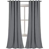 KEQIAOSUOCAI Medium Gray Blackout Curtains Drapes 108 Inch Length for Bedroom...