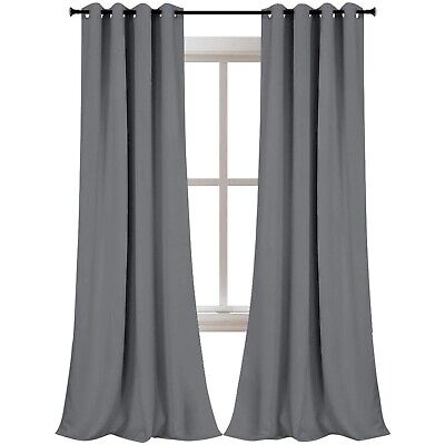 KEQIAOSUOCAI Medium Gray Blackout Curtains Drapes 108 Inch Length for Bedroom...